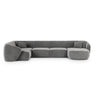 Gomera 6-Sitzer Panorama Ecksofa, Linke Seite, aus Samt in Grau (Salvador 17), Beine aus Schwarzes Plastik, 336x166x74 cm von Cosmopolitan Design – Bild 1