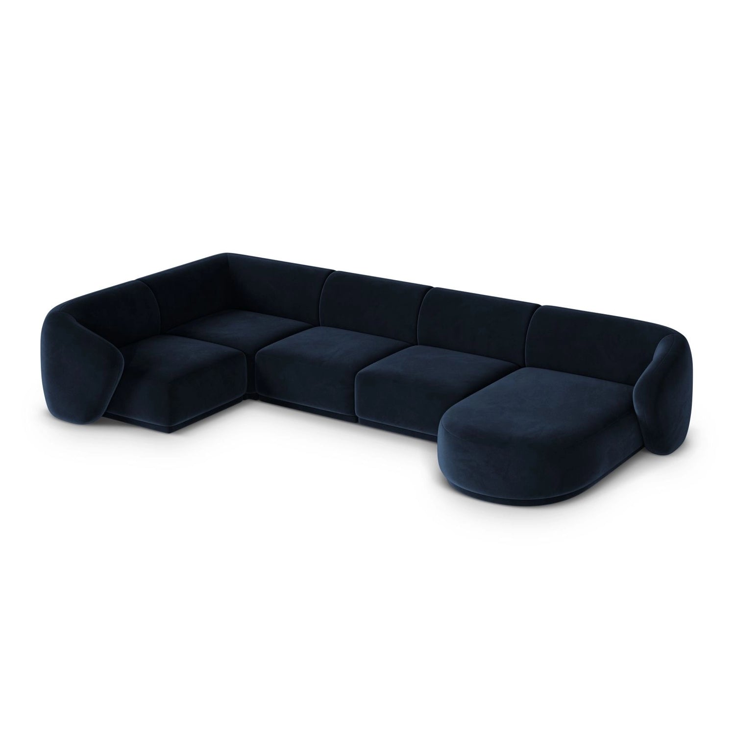 Gomera 6-Sitzer Panorama Ecksofa, Linke Seite, aus Samt in Königsblau (Salvador 5), Beine aus Schwarzes Plastik, 336x166x74 cm von Cosmopolitan Design – Bild 4
