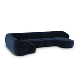 Gomera 6-Sitzer Panorama Ecksofa, Linke Seite, aus Samt in Königsblau (Salvador 5), Beine aus Schwarzes Plastik, 336x166x74 cm von Cosmopolitan Design – Bild 5