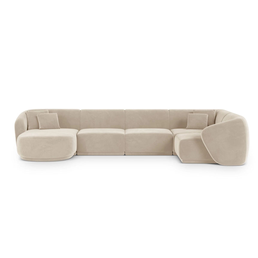 Gomera 6-Sitzer Panorama Ecksofa, Rechte Seite, aus Samt, 336x166x74 cm von Cosmopolitan Design – Bild 1