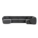 Gomera 6-Sitzer Panorama Ecksofa, Rechte Seite, aus Samt in Dunkelgrau (Salvador 18), Beine aus Schwarzes Plastik, 336x166x74 cm von Cosmopolitan Design – Bild 1