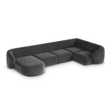 Gomera 6-Sitzer Panorama Ecksofa, Rechte Seite, aus Samt in Dunkelgrau (Salvador 18), Beine aus Schwarzes Plastik, 336x166x74 cm von Cosmopolitan Design – Bild 4