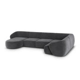 Gomera 6-Sitzer Panorama Ecksofa, Rechte Seite, aus Samt in Dunkelgrau (Salvador 18), Beine aus Schwarzes Plastik, 336x166x74 cm von Cosmopolitan Design – Bild 5