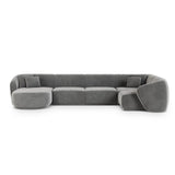 Gomera 6-Sitzer Panorama Ecksofa, Rechte Seite, aus Samt in Grau (Salvador 17), Beine aus Schwarzes Plastik, 336x166x74 cm von Cosmopolitan Design – Bild 1