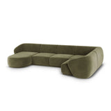 Gomera 6-Sitzer Panorama Ecksofa, Rechte Seite, aus Samt in Grün (Salvador 8), Beine aus Schwarzes Plastik, 336x166x74 cm von Cosmopolitan Design – Bild 5