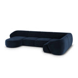 Gomera 6-Sitzer Panorama Ecksofa, Rechte Seite, aus Samt in Königsblau (Salvador 5), Beine aus Schwarzes Plastik, 336x166x74 cm von Cosmopolitan Design – Bild 5