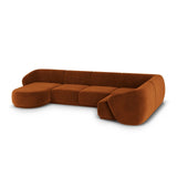 Gomera 6-Sitzer Panorama Ecksofa, Rechte Seite, aus Samt in Terrakotta (Salvador 14), Beine aus Schwarzes Plastik, 336x166x74 cm von Cosmopolitan Design – Bild 5