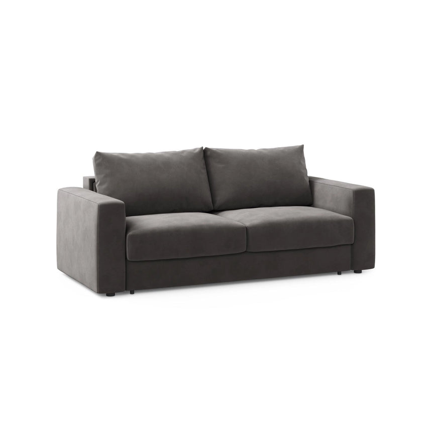 Grena 3-Sitzer Sofa mit Schlaffunktion, ausklappbar, aus Samt in Dunkelgrau (Salvador 18), 205x100 cm von Cosmopolitan Design – Bild 3