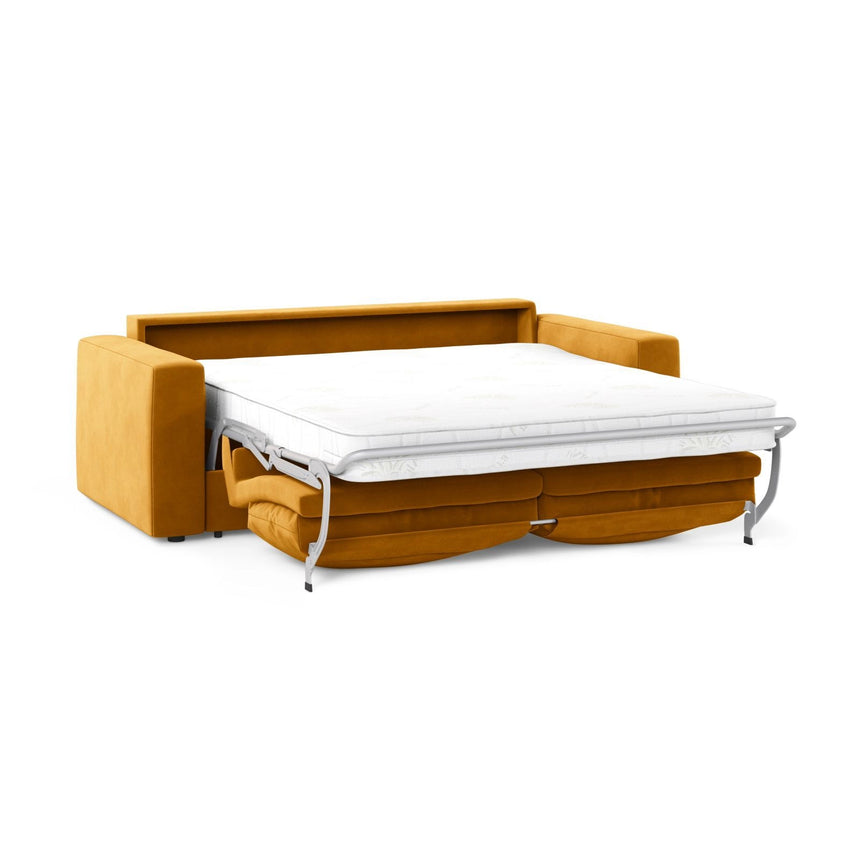Grena 3-Sitzer Sofa mit Schlaffunktion, ausklappbar, aus Samt in Gelb (Salvador 10), 205x100 cm von Cosmopolitan Design – Bild 4