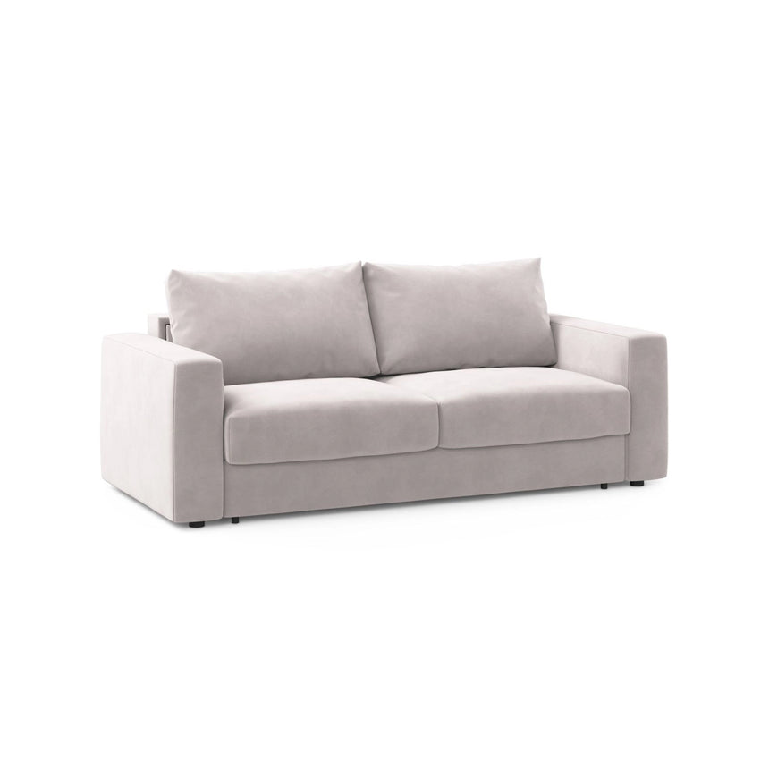 Grena 3-Sitzer Sofa mit Schlaffunktion, ausklappbar, aus Samt in Hellgrau (Salvador 16), 205x100 cm von Cosmopolitan Design – Bild 3