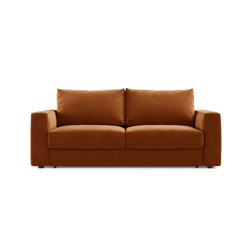 Grena 3-Sitzer Sofa mit Schlaffunktion, ausklappbar, aus Samt in Terrakotta (Salvador 14), 205x100 cm von Cosmopolitan Design – Bild 1