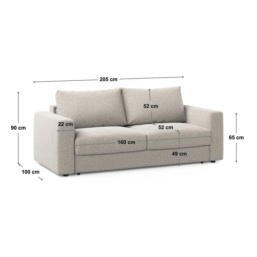 Grena 3-Sitzer Sofa mit Schlaffunktion, ausklappbar, aus Strukturierter Stoff in Rot (BABEL RED), 205x100 cm von Cosmopolitan Design – Bild 2