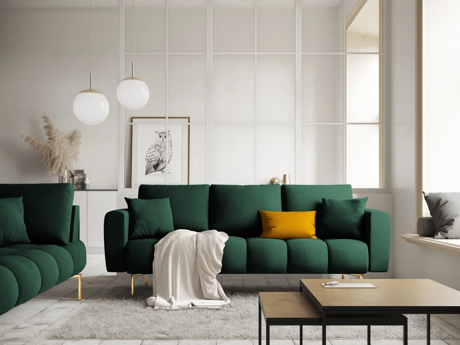 Hastings 3-Sitzer Sofa aus Samt in Flaschengrün (Fancy 39), 220x97x75 cm von Cosmopolitan Design – Bild 2