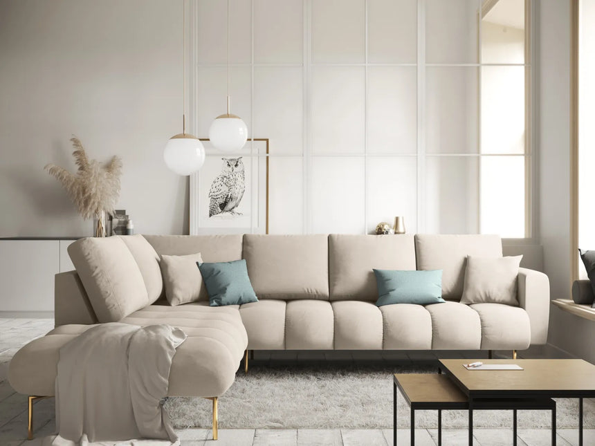 Hastings 5-Sitzer Ecksofa, Linke Seite, aus Samt in Beige (Fancy 06), 301x216x75 cm von Cosmopolitan Design – Bild 2
