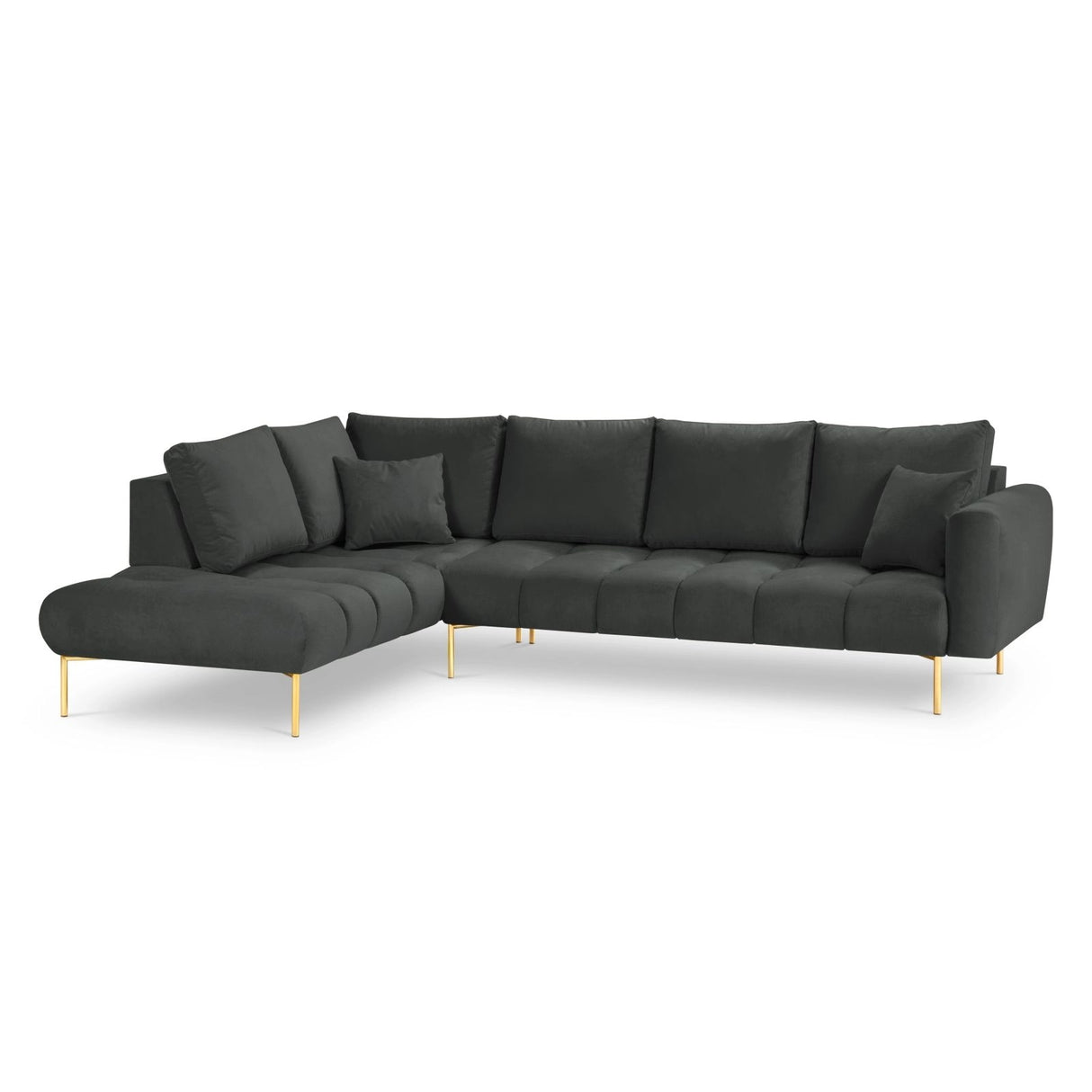 Hastings 5-Sitzer Ecksofa, Linke Seite, aus Samt in Dunkelgrau (Fancy 99), 301x216x75 cm von Cosmopolitan Design – Bild 1