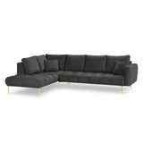 Hastings 5-Sitzer Ecksofa, Linke Seite, aus Samt in Dunkelgrau (Fancy 99), 301x216x75 cm von Cosmopolitan Design – Bild 1
