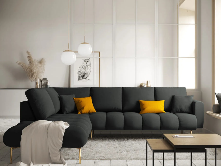 Hastings 5-Sitzer Ecksofa, Linke Seite, aus Samt in Dunkelgrau (Fancy 99), 301x216x75 cm von Cosmopolitan Design – Bild 2