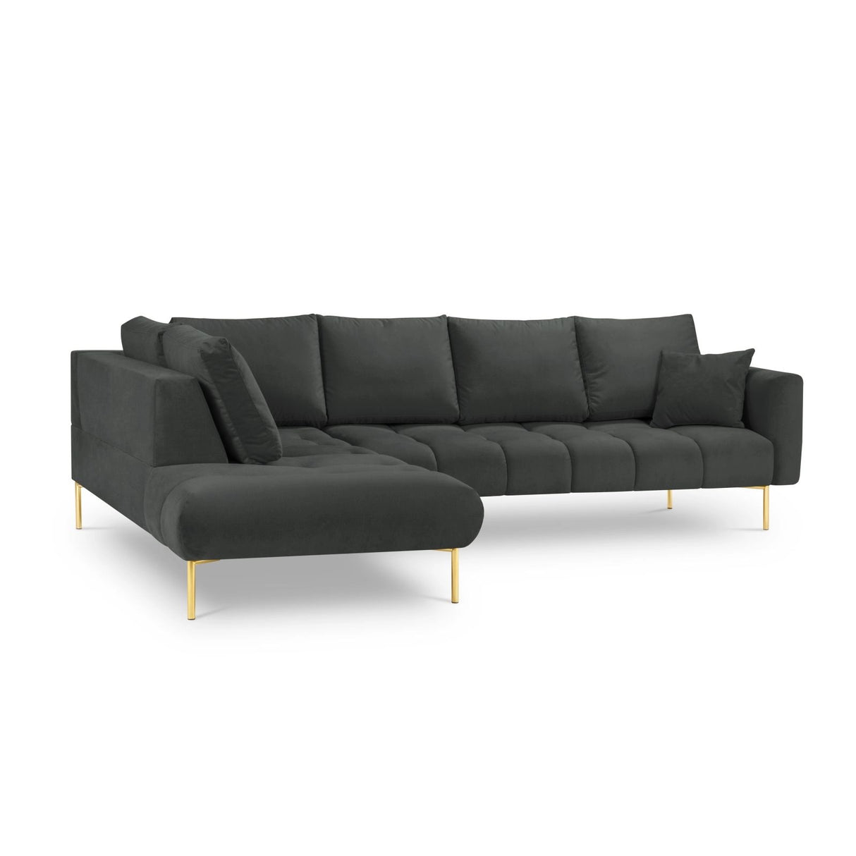 Hastings 5-Sitzer Ecksofa, Linke Seite, aus Samt in Dunkelgrau (Fancy 99), 301x216x75 cm von Cosmopolitan Design – Bild 4