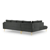 Hastings 5-Sitzer Ecksofa, Linke Seite, aus Samt in Dunkelgrau (Fancy 99), 301x216x75 cm von Cosmopolitan Design – Bild 5