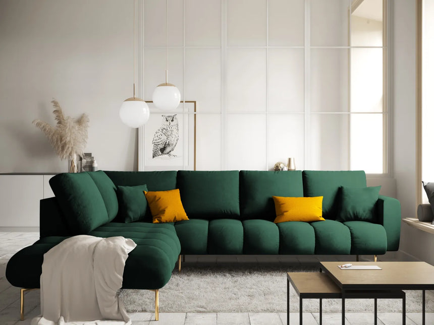 Hastings 5-Sitzer Ecksofa, Linke Seite, aus Samt in Flaschengrün (Fancy 39), 301x216x75 cm von Cosmopolitan Design – Bild 2