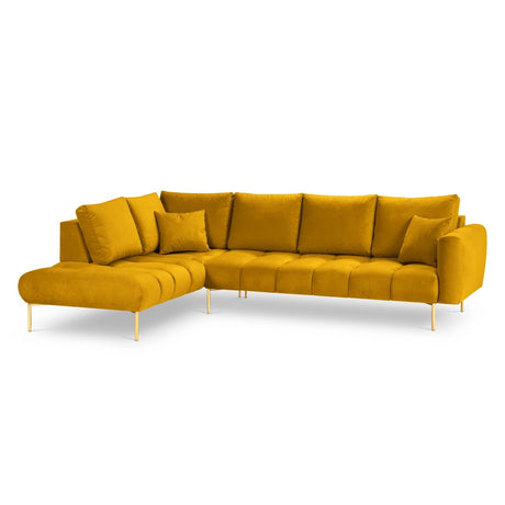 Hastings 5-Sitzer Ecksofa, Linke Seite, aus Samt in Gelb (Fancy 48), 301x216x75 cm von Cosmopolitan Design – Bild 1