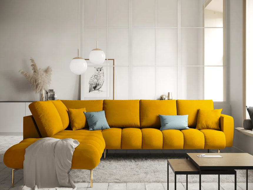 Hastings 5-Sitzer Ecksofa, Linke Seite, aus Samt in Gelb (Fancy 48), 301x216x75 cm von Cosmopolitan Design – Bild 2
