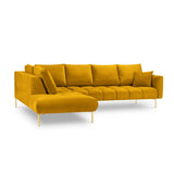 Hastings 5-Sitzer Ecksofa, Linke Seite, aus Samt in Gelb (Fancy 48), 301x216x75 cm von Cosmopolitan Design – Bild 4