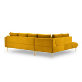 Hastings 5-Sitzer Ecksofa, Linke Seite, aus Samt in Gelb (Fancy 48), 301x216x75 cm von Cosmopolitan Design – Bild 5