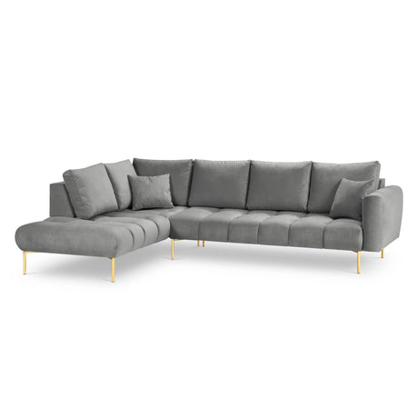 Hastings 5-Sitzer Ecksofa, Linke Seite, aus Samt in Grau (Fancy 90), 301x216x75 cm von Cosmopolitan Design – Bild 1