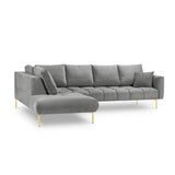 Hastings 5-Sitzer Ecksofa, Linke Seite, aus Samt in Grau (Fancy 90), 301x216x75 cm von Cosmopolitan Design – Bild 4