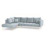Hastings 5-Sitzer Ecksofa, Linke Seite, aus Samt in Hellblau (Fancy 85), 301x216x75 cm von Cosmopolitan Design – Bild 1
