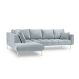 Hastings 5-Sitzer Ecksofa, Linke Seite, aus Samt in Hellblau (Fancy 85), 301x216x75 cm von Cosmopolitan Design – Bild 4