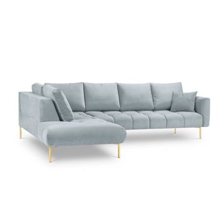 Hastings 5-Sitzer Ecksofa, Linke Seite, aus Samt in Hellblau (Fancy 85), 301x216x75 cm von Cosmopolitan Design – Bild 4