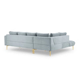 Hastings 5-Sitzer Ecksofa, Linke Seite, aus Samt in Hellblau (Fancy 85), 301x216x75 cm von Cosmopolitan Design – Bild 5