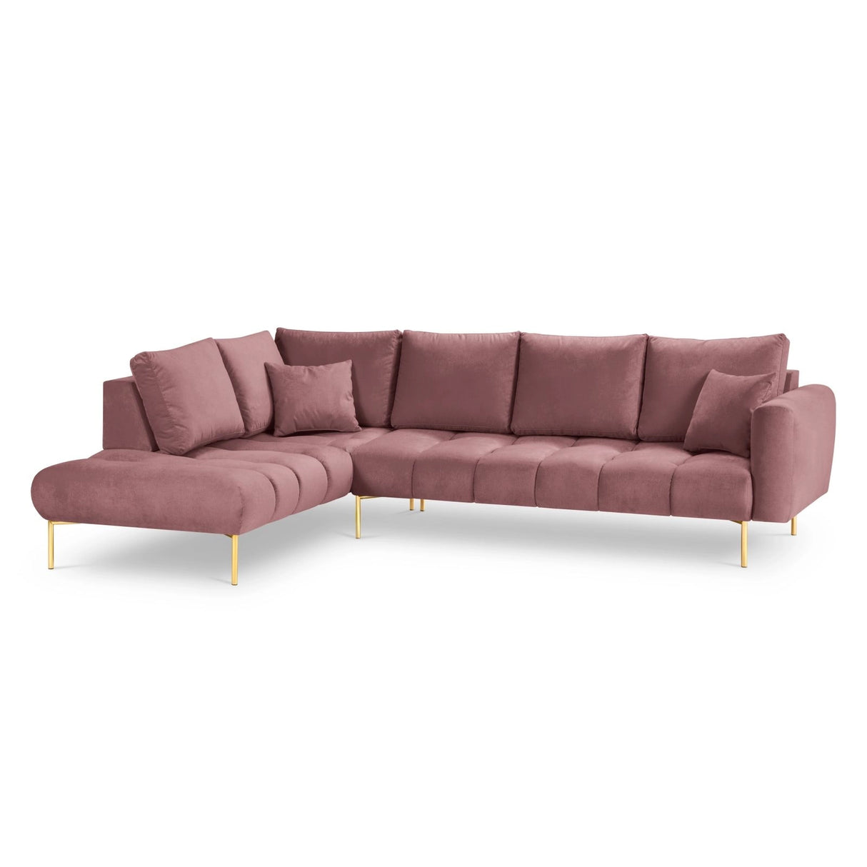 Hastings 5-Sitzer Ecksofa, Linke Seite, aus Samt in Rosa (Fancy 63), 301x216x75 cm von Cosmopolitan Design – Bild 1