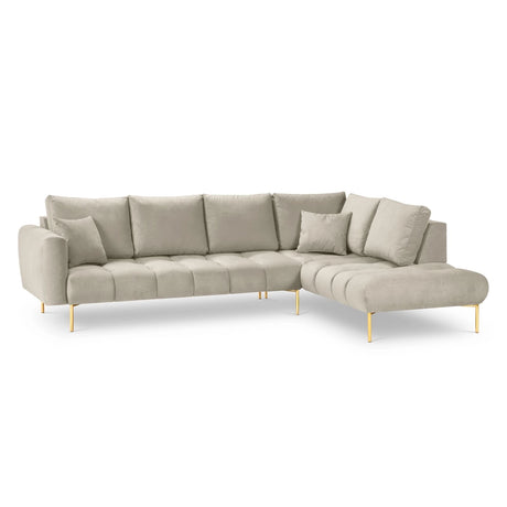 Hastings 5-Sitzer Ecksofa, Rechte Seite, aus Samt in Beige (Fancy 06), 301x216x75 cm von Cosmopolitan Design – Bild 1