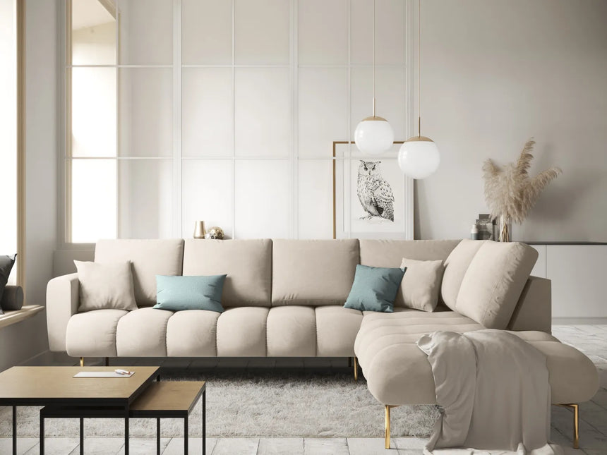 Hastings 5-Sitzer Ecksofa, Rechte Seite, aus Samt in Beige (Fancy 06), 301x216x75 cm von Cosmopolitan Design – Bild 2
