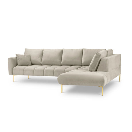 Hastings 5-Sitzer Ecksofa, Rechte Seite, aus Samt in Beige (Fancy 06), 301x216x75 cm von Cosmopolitan Design – Bild 4