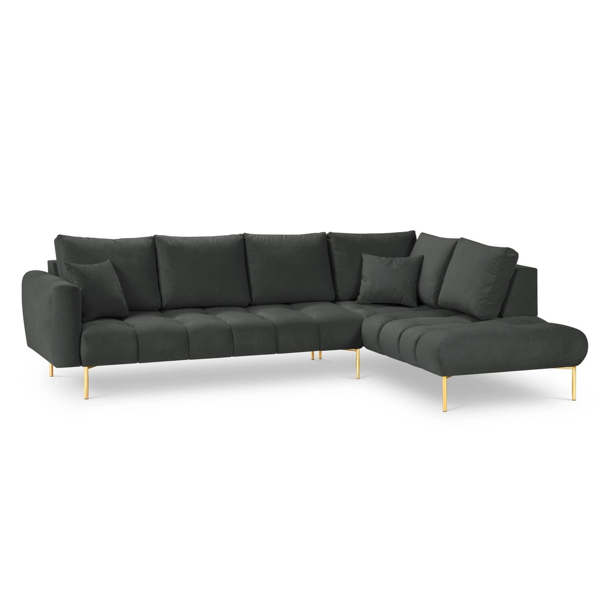 Hastings 5-Sitzer Ecksofa, Rechte Seite, aus Samt in Dunkelgrau (Fancy 99), 301x216x75 cm von Cosmopolitan Design – Bild 1