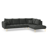 Hastings 5-Sitzer Ecksofa, Rechte Seite, aus Samt in Dunkelgrau (Fancy 99), 301x216x75 cm von Cosmopolitan Design – Bild 1
