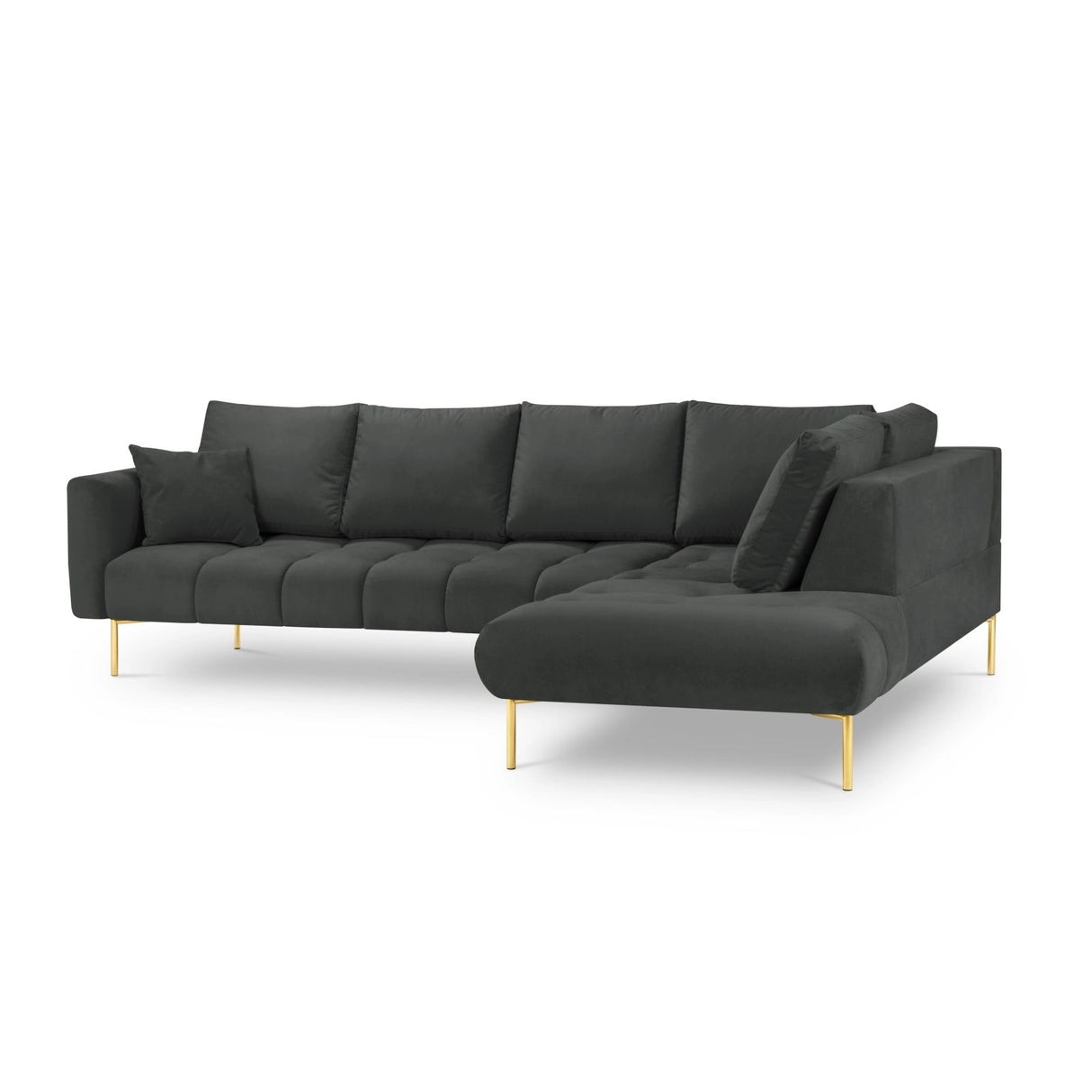Hastings 5-Sitzer Ecksofa, Rechte Seite, aus Samt in Dunkelgrau (Fancy 99), 301x216x75 cm von Cosmopolitan Design – Bild 4