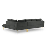 Hastings 5-Sitzer Ecksofa, Rechte Seite, aus Samt in Dunkelgrau (Fancy 99), 301x216x75 cm von Cosmopolitan Design – Bild 5