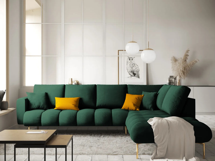 Hastings 5-Sitzer Ecksofa, Rechte Seite, aus Samt in Flaschengrün (Fancy 39), 301x216x75 cm von Cosmopolitan Design – Bild 2