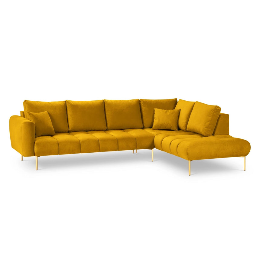 Hastings 5-Sitzer Ecksofa, Rechte Seite, aus Samt in Gelb (Fancy 48), 301x216x75 cm von Cosmopolitan Design – Bild 1
