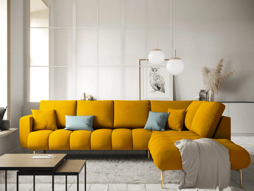 Hastings 5-Sitzer Ecksofa, Rechte Seite, aus Samt in Gelb (Fancy 48), 301x216x75 cm von Cosmopolitan Design – Bild 2