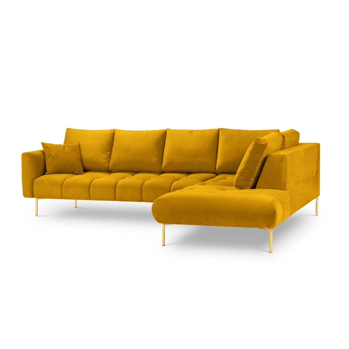 Hastings 5-Sitzer Ecksofa, Rechte Seite, aus Samt in Gelb (Fancy 48), 301x216x75 cm von Cosmopolitan Design – Bild 4
