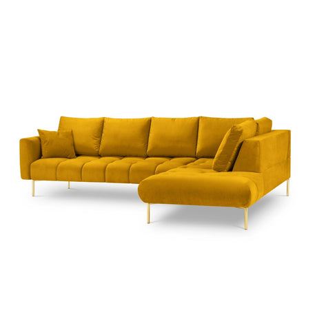 Hastings 5-Sitzer Ecksofa, Rechte Seite, aus Samt in Gelb (Fancy 48), 301x216x75 cm von Cosmopolitan Design – Bild 4