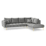 Hastings 5-Sitzer Ecksofa, Rechte Seite, aus Samt in Grau (Fancy 90), 301x216x75 cm von Cosmopolitan Design – Bild 1