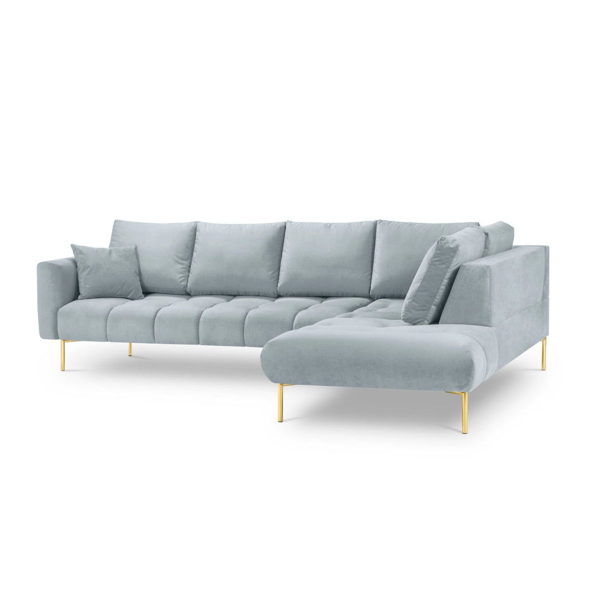 Hastings 5-Sitzer Ecksofa, Rechte Seite, aus Samt in Hellblau (Fancy 85), 301x216x75 cm von Cosmopolitan Design – Bild 4