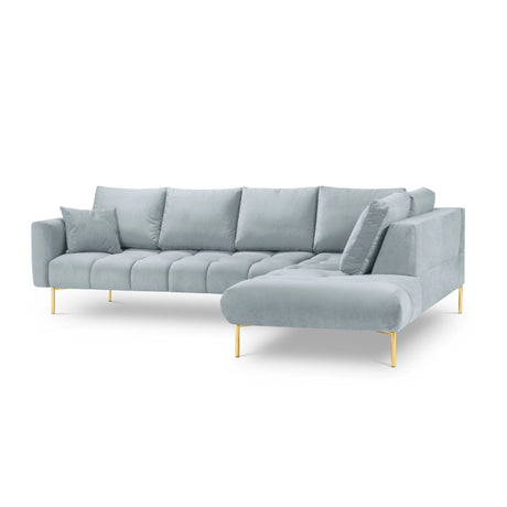 Hastings 5-Sitzer Ecksofa, Rechte Seite, aus Samt in Hellblau (Fancy 85), 301x216x75 cm von Cosmopolitan Design – Bild 4